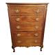 ANTIQUE 20th C American EMPIRE Style Mahogany TALL CHEST of 5 Drawers DRESSER