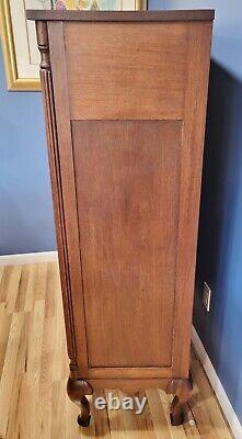 ANTIQUE 20th C American EMPIRE Style Mahogany TALL CHEST of 5 Drawers DRESSER