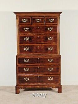 ANTIQUE Chippendale Henredon ASTON COURT Inlaid Mahogany Tall Chest or Highboy