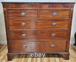 ANTIQUE Early 19th C ENGLISH Mahogany & Satinwood CHEST Drawers DRESSER COMMODE