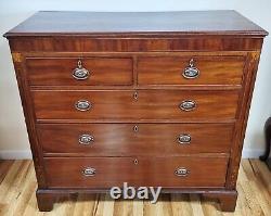 ANTIQUE Early 19th C ENGLISH Mahogany & Satinwood CHEST Drawers DRESSER COMMODE