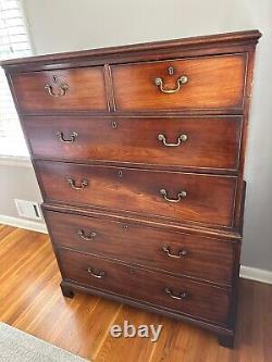 A George III English Mahogany Chest on Chest High Gentleman's Dresser 19th C