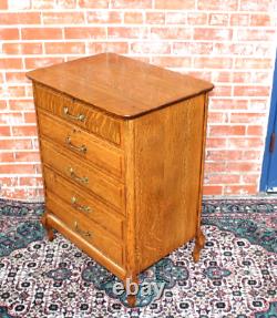 American Antique Chest Of Drawer / Cylinder Record Cabinet