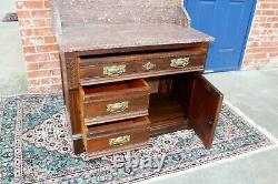 American Antique Mahogany Washstand Cabinet w. Mirror Bedroom Dresser Chest