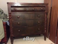 American Empire Flame Mahogany Chest of Drawers with Columns