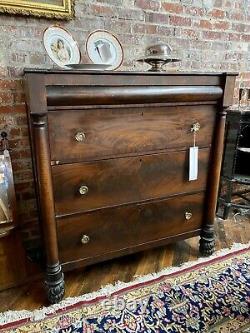 American Empire Mahogany And Tiger Maple Chest Of Drawers
