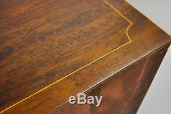 American Federal Crotch Mahogany Inlaid 5 Drawer Bachelor Chest Dresser Bowfront