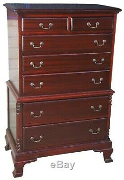 American Mahogany Chippendale Style Chest on Chest Tall Highboy Dresser 53