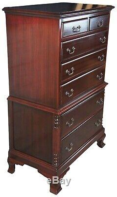 American Mahogany Chippendale Style Chest on Chest Tall Highboy Dresser 53