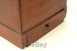 ^ Antique 1790's Georgian Mahogany Veneered Wood Tea Caddy Box Chest w. Drawer