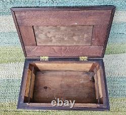 Antique 1800's Small Walnut Hand Carved Dado Corners Chest Wooden Pistol Box