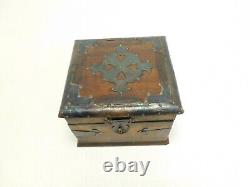 Antique 1800's Wood Western Rustic Treasure Chest Box Lockable 6 x 6 x 4 1/2