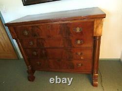 Antique 19th C American Empire Mahogany Dresser Chest of Drawers 4 PICK UP ONLY