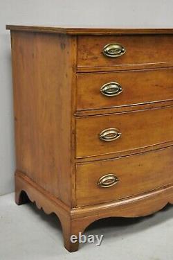 Antique 19th C. Hepplewhite Bow Front Mahogany English Chest of Drawers Dresser