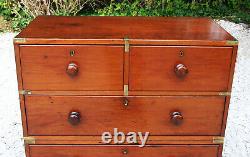 Antique 19th C. Mahogany English Campaign Chest in Two Parts