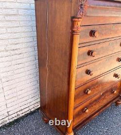 Antique 19th Century American Empire Flame Mahogany Chest