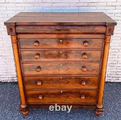 Antique 19th Century American Empire Flame Mahogany Chest