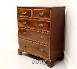 Antique 19th Century Banded Mahogany Georgian Five-Drawer Chest