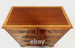 Antique 19th Century Banded Mahogany Georgian Five-Drawer Chest