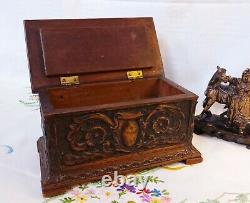 Antique 19th Century English Mahogany Finely Carved Desk Chest Box