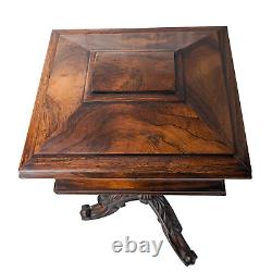 Antique 19th Century Regency Mahogany Wood Teapoy Sarcophagus Chest Tripod Box