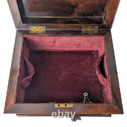 Antique 19th Century Regency Mahogany Wood Teapoy Sarcophagus Chest Tripod Box