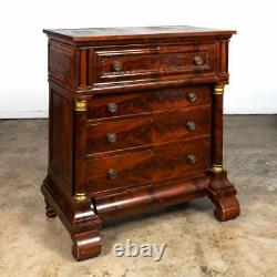 Antique American Butler's Desk Chest of Drawers Crotch Flame Mahogany Federal