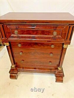 Antique American Butler's Desk Chest of Drawers Crotch Flame Mahogany Federal