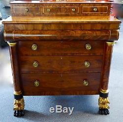 Antique American Classic Mahogany Chest of Drawers/Dresser. Paw Feet. Circa1820