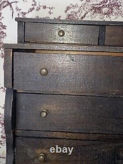 Antique American Country Empire Salesman Sample Mahogany Doll Size Chest