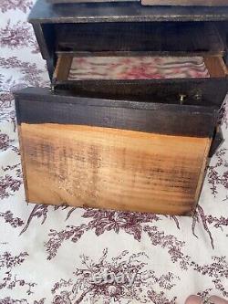 Antique American Country Empire Salesman Sample Mahogany Doll Size Chest