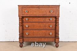 Antique American Empire Burled Mahogany Chest of Drawers, Circa 1820s