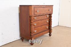 Antique American Empire Burled Mahogany Chest of Drawers, Circa 1820s