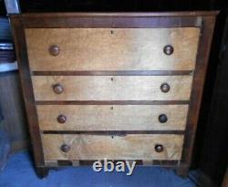 Antique American Empire Cherry Chest With Birdseye Maple Drawers