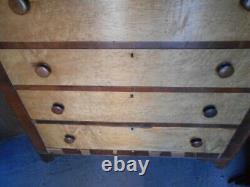 Antique American Empire Cherry Chest With Birdseye Maple Drawers