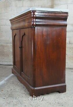 Antique American Empire Flamed Mahogany Marble Console Chest Cabinet Console 37