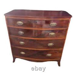 Antique American Federal Mahogany Bowfront Chest Of Drawers Circa 1870
