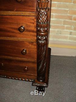 Antique American Mahogany Empire Dresser & Chest of Drawers w. Mirrors