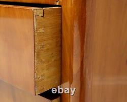 Antique Biedermeier Style Crotch Mahogany Tall Chest of Drawers