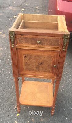Antique Burl French Bedside Chests Night Stands Side Table Marble petite 2 Avail