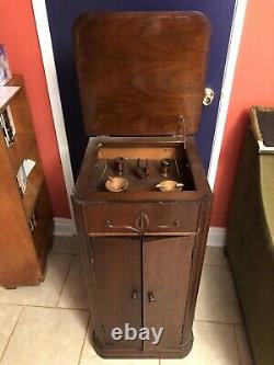 Antique Cabinet Sheet Music Record Chest Cigarette/pipe holder top of cabinet
