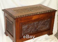 Antique Carved Mahogany Blanket Chest