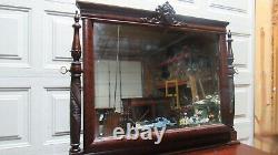 Antique Chest of Drawers Mirror Carved Heads Mahogany Bedroom Set