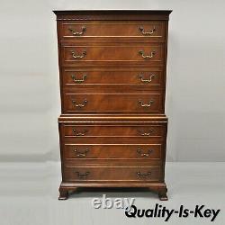 Antique Chippendale Rway Mahogany Chest on Chest 7 Drawer Tall Chest Dresser