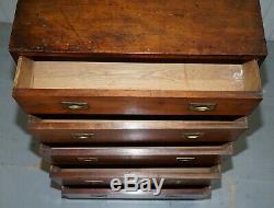 Antique Circa 1860 Large 122cm Tall Mahogany Military Campaign Chest Of Drawers