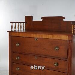 Antique Classical Empire Mahogany Gentlemans Chest with Gallery Backsplash 19thC