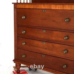 Antique Classical Empire Mahogany Gentlemans Chest with Gallery Backsplash 19thC