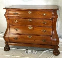 Antique Early 1800's Dutch Mahogany Bombay Chest Drawers with Paw Feet