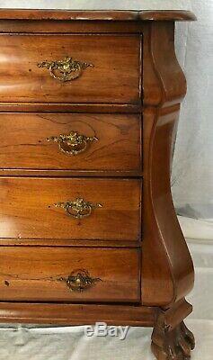 Antique Early 1800's Dutch Mahogany Bombay Chest Drawers with Paw Feet