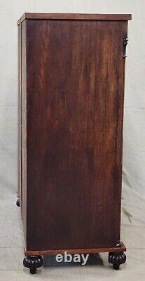 Antique Early 1900s Bookmatched Ribbon Mahogany Tall Scotch Chest of Drawers Dre